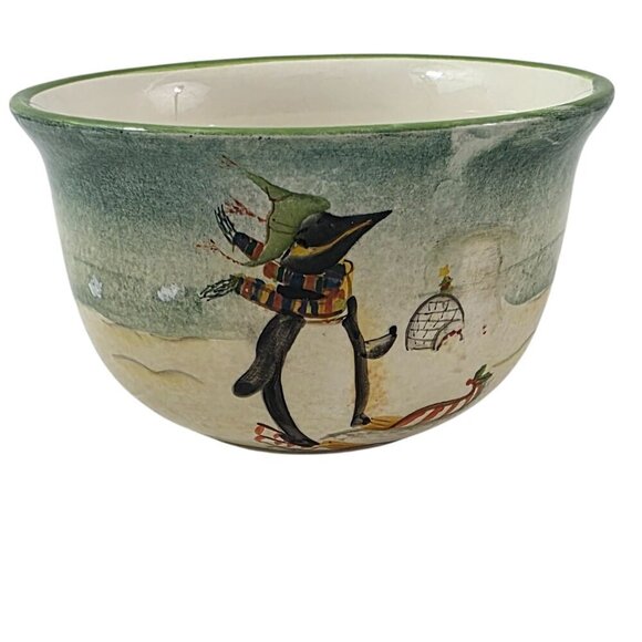 Sakura Oneida Debbie Taylor Kerman Holiday Penguins 'Chillin' Plate & Bowl Set - Picture 5 of 16